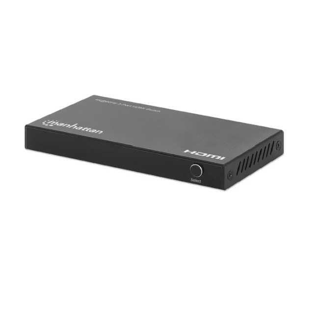 Switch Manhattan HDMI 3 puertos 4K 60Hz mando a distancia por infrarrojos