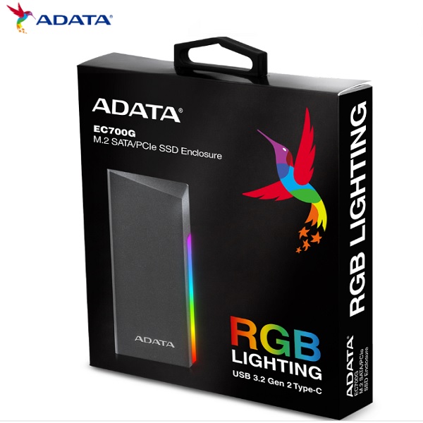 Enclosure ADATA XPG EC700 USB C 3.2 para SSD M.2 negro con RGB compatible con Xbox Series