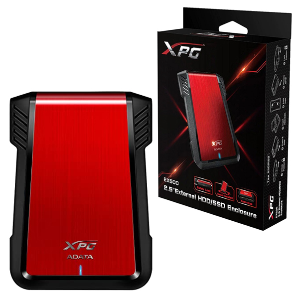 Enclosure ADATA XPG EX500 USB 3.0 rojo para HD 2.5 o SSD 2.5 no necesita tornillos