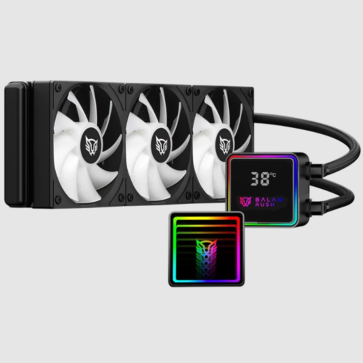Enfriamiento Liquido Balam Rush Cryo Prism 360 Negro Display para monitoreo de temperatura ARGB 3x Vent 120 mm 300w