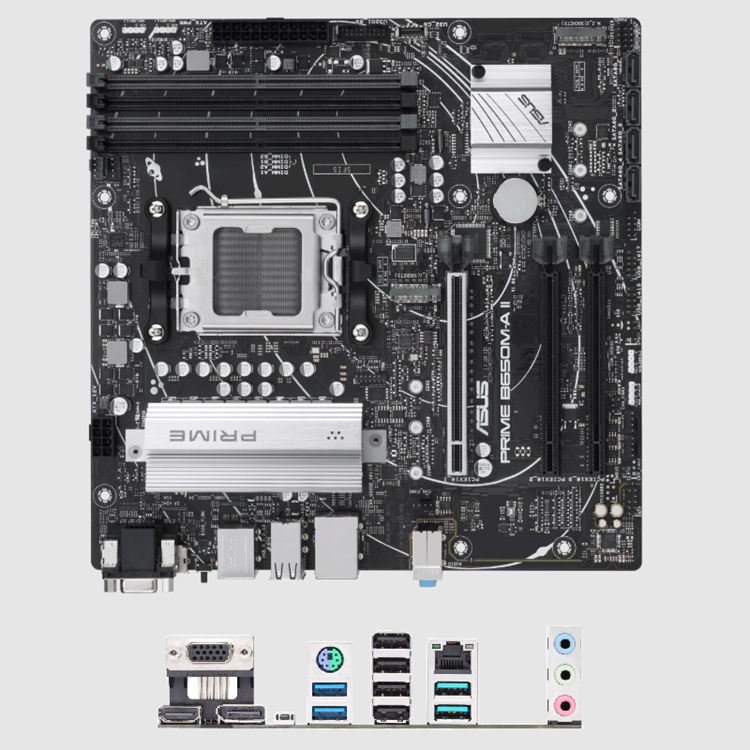 Tarjeta Madre ASUS PRIME B650M-A II  Socket AM5 1xDisplayPort  1xVGA  1xHDMI  3xAudioJacks   4xDIMM DDR5 7600