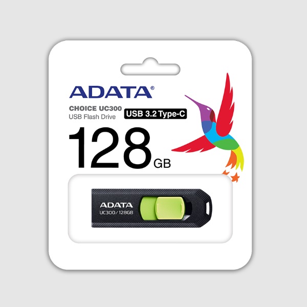 Memoria ADATA 128GB USB-C CHOICE UC300 3.2 Negro con Verde ACHO-UC300-128G-RBKGN