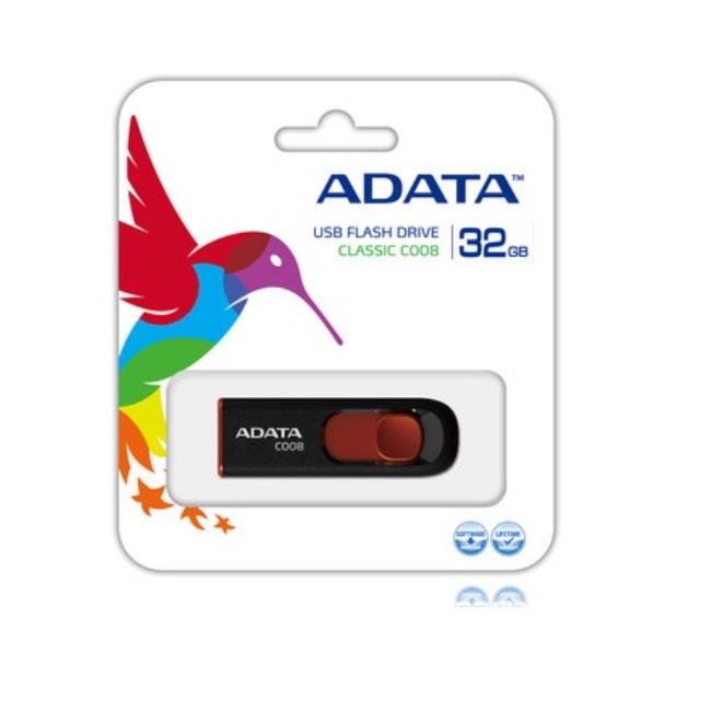 MEMORIA ADATA 32GB USB 2.0 C008W NEG/ROJO