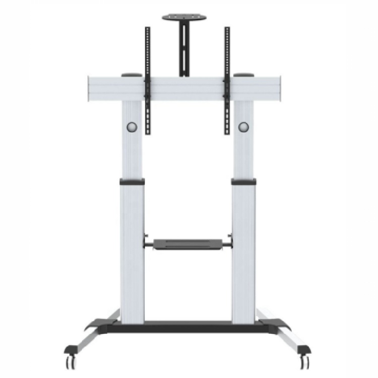 Soporte de piso móvil Brobotix para pantalla de 60 pulg a 100 pulg  orientación de TV horizontal y vertical sopórta 100kg color Gris claro