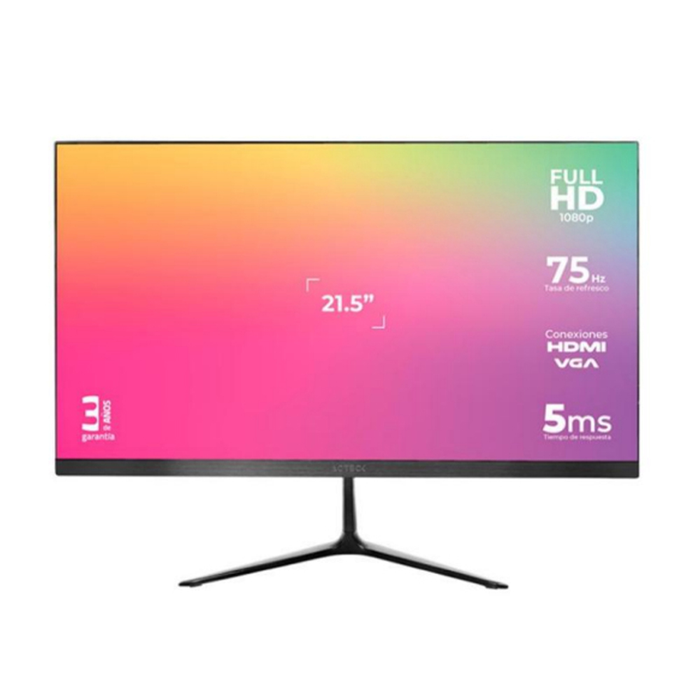 Monitor ACTECK 21.5 LED CAPTIVE VIVID SP215 HDMI VGA plano 75HZ negro