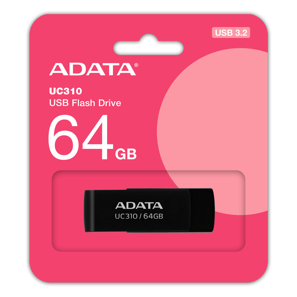 Memoria ADATA 64GB USB UC310 3.2 Negro lectura 100MB/s UC310-64G-RBK