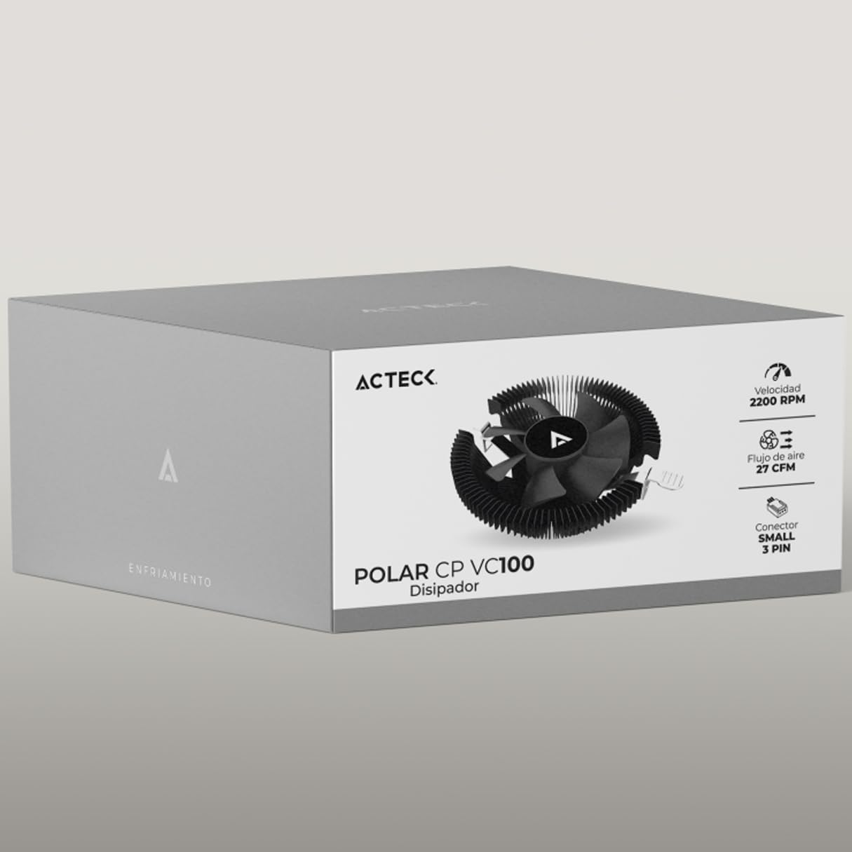 Ventilador Acteck para CPU Polar CP VC100 Disipador de aluminio silencioso 2200RPM Negro