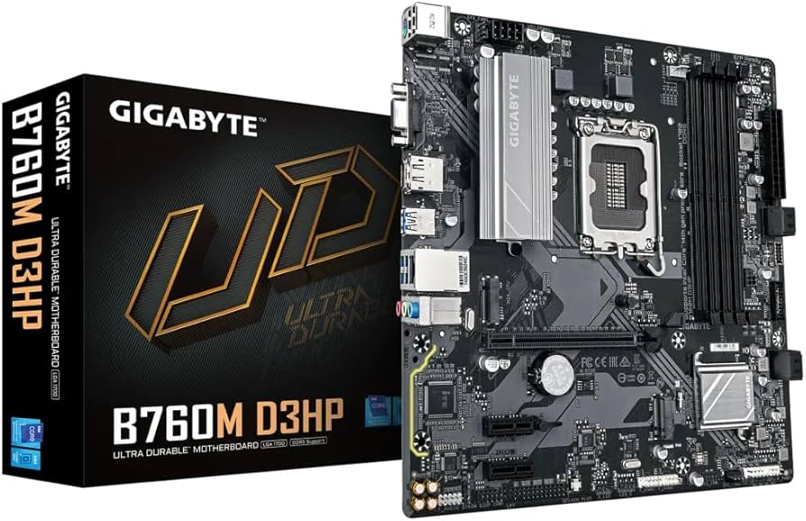Tarjeta Madre Gigabyte B760M D3HP socket 1700 14a Gen 4xDDR5 1xVGA 1xHDMI 1xDP Micro ATX