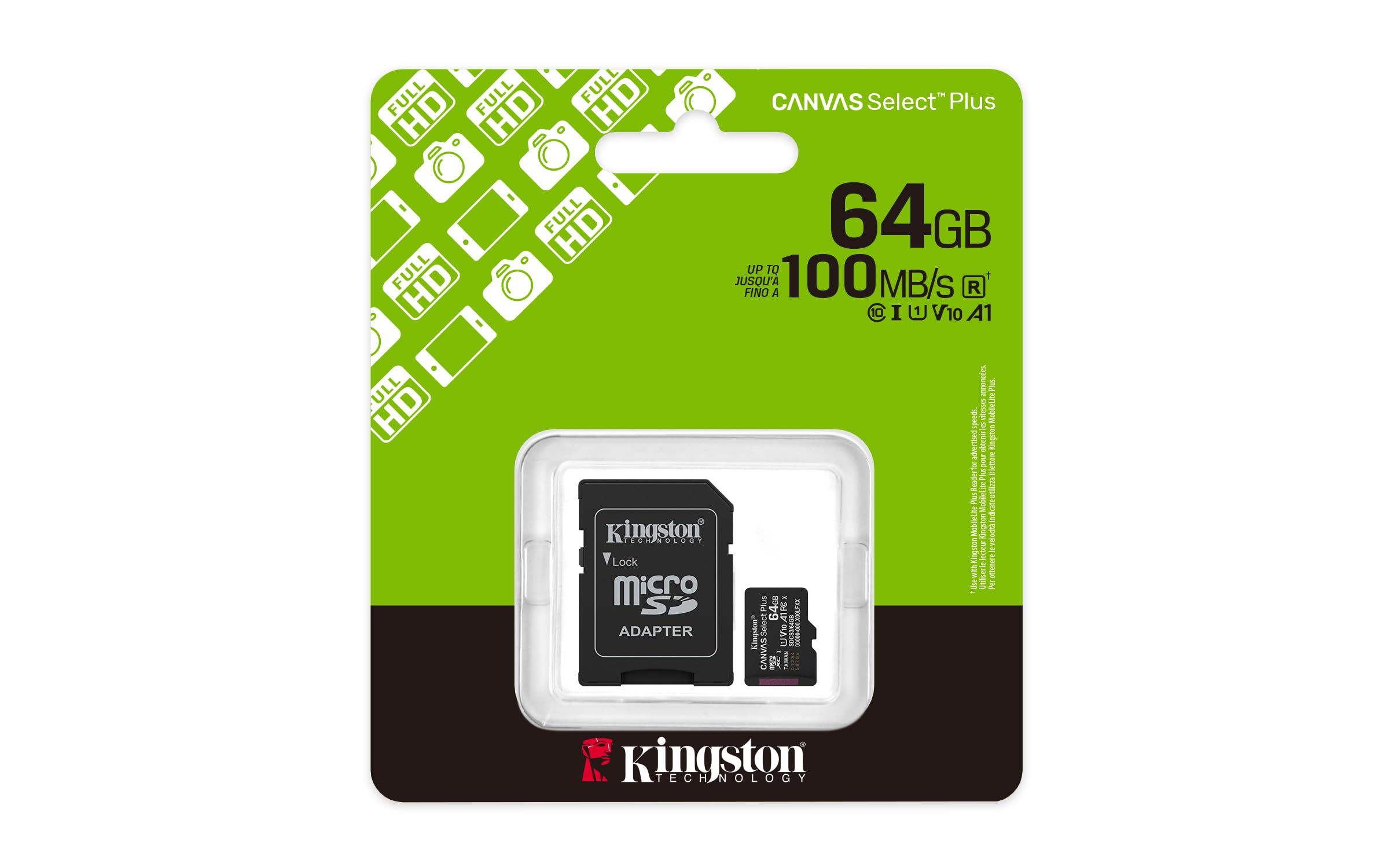 Memoria Kingston 64GB Micro SD Canvas Select Plus Gen3 A1 U1 100 mb/s SDCS3/64GB