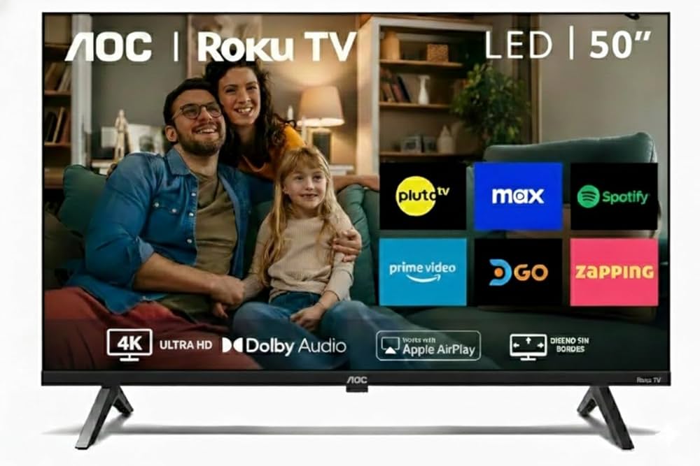 Smart TV AOC 50 pulg RokuTv 4K 3840*2160 Wifi 3HDMI 1USB Ethernet VESA