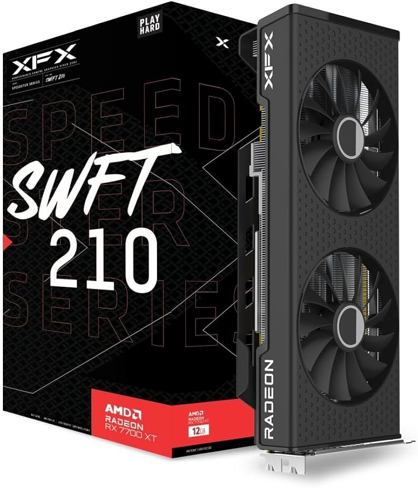 Tarjeta de video XFX 12GB AMD Speedster SWFT 210 Radeon RDNA3 2xfan GDDR6 1xHDMI 3xDP RX-77TSWFTFP Core Edition